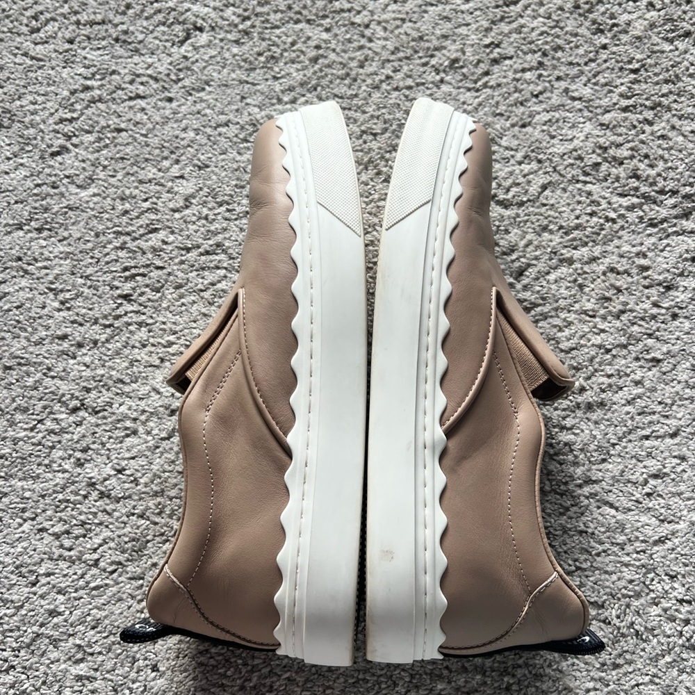 Chloé Tan Slip-On Sneakers with White Platform Soles - Picture 6 of 8